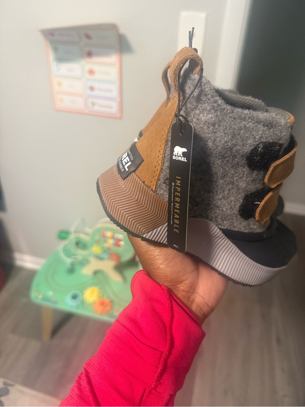 SOREL Kids' Gray & Brown Impermeable Wool-Blend Boot